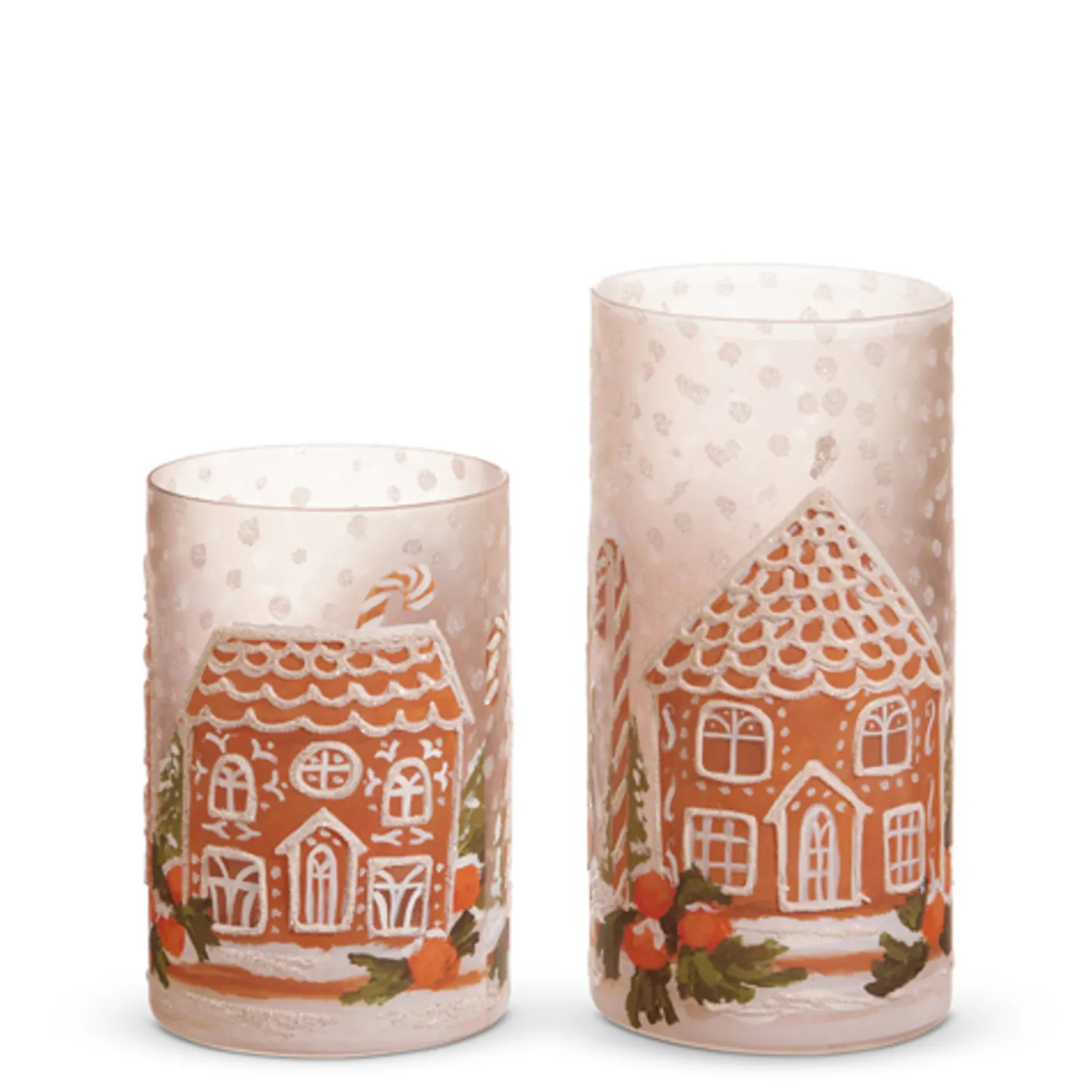Raz Imports Raz 8" Gingerbread House Glass Christmas Containers or Candle Holders 4424539 Clearance