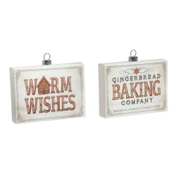 Raz Imports Raz 4.75" Gingerbread Sign Glass Christmas Ornament 4424537 Sale