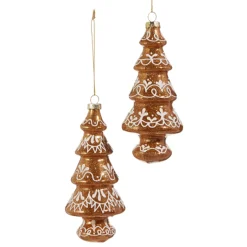 Raz Imports Raz 6" Glitter Gingerbread Tree Glass Christmas Ornaments Set of 2 4520046 Best