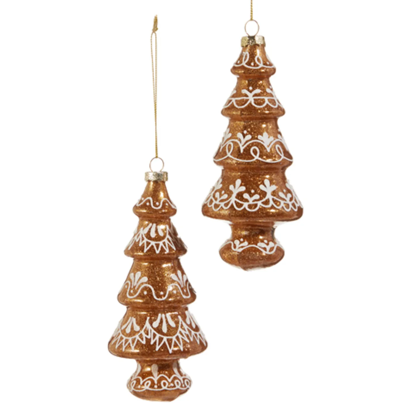 Raz Imports Raz 6" Glitter Gingerbread Tree Glass Christmas Ornaments Set of 2 4520046 Best