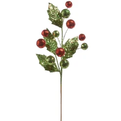 Raz Imports Raz 23" Glittered Holly and Ornament Christmas Tree Spray F4406673 Sale