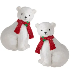 Raz Imports Raz 14.75" Glittered Plush Polar Bear with Scarf Christmas Figure 4216246 Outlet