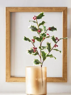 Raz Imports Raz 31" Glittered Variegated Holly Christmas Tree Spray F4422631 Outlet