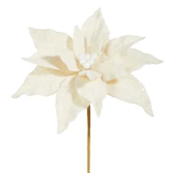 Raz Imports Raz 19.5" Glittered White Poinsettia Christmas Pick F4306668 Clearance