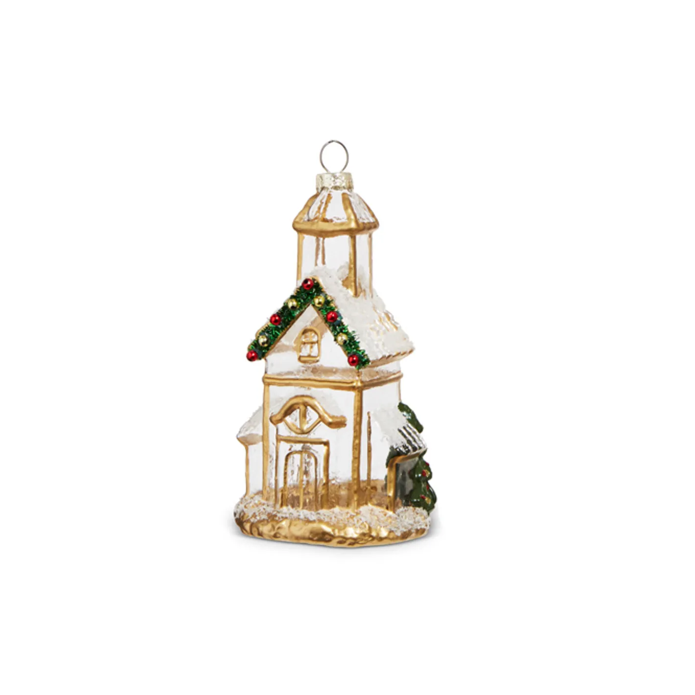 Raz Imports Raz 5" Gold and Clear Church Glass Christmas Ornament 4324586