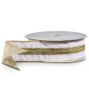 Raz Imports Raz 2.5" Gold and White Velvet Jeweled Wired Christmas Ribbon R4527747 Online