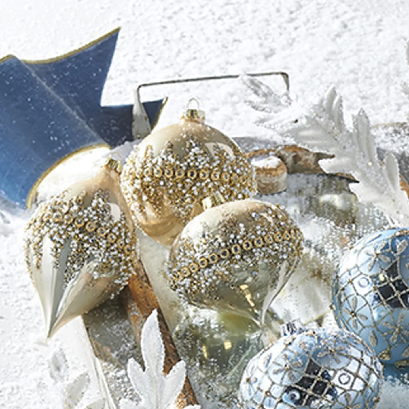 Raz Imports Raz 6" Gold Beaded Glass Christmas Ornament 4022874 Sale