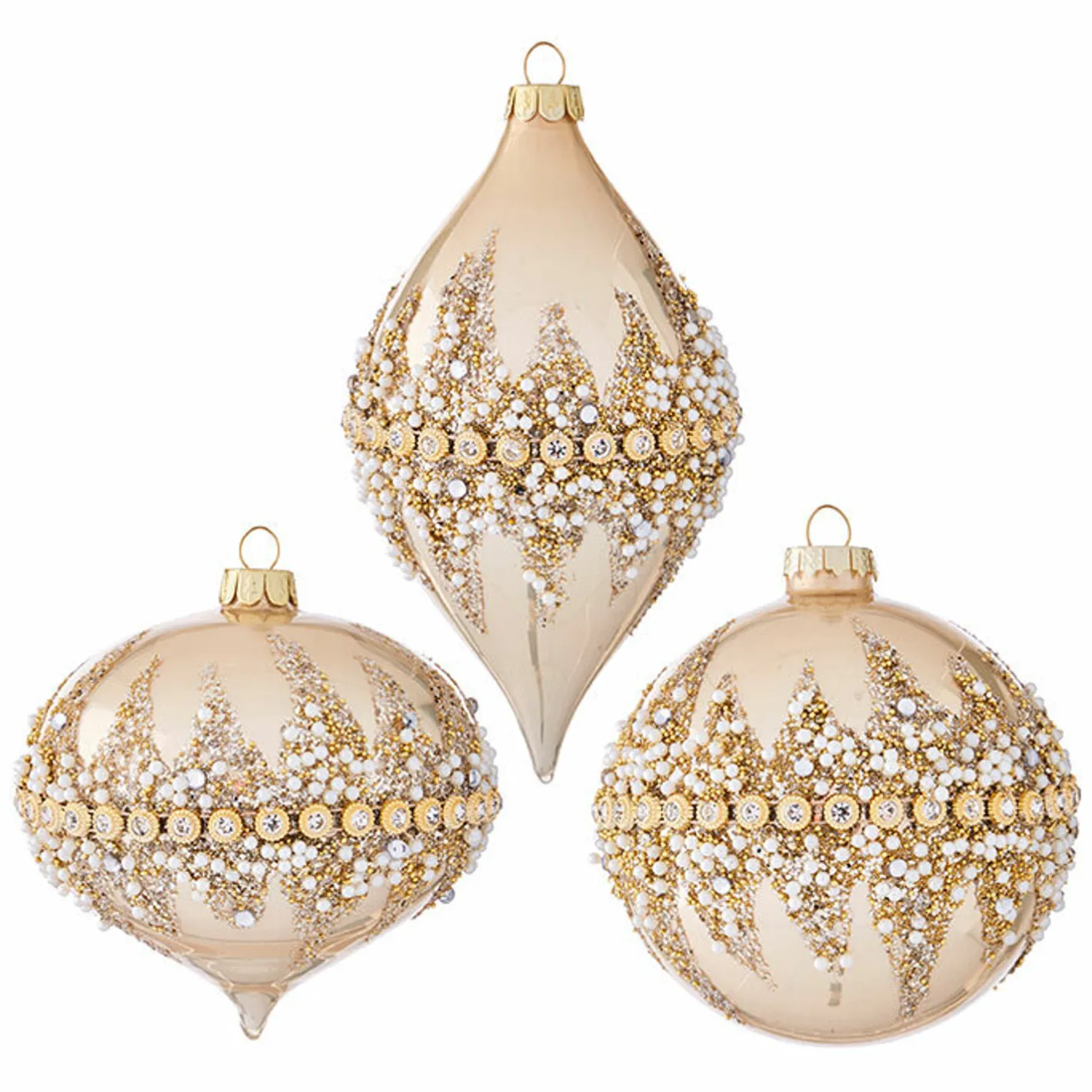 Raz Imports Raz 6" Gold Beaded Glass Christmas Ornament 4022874 Sale