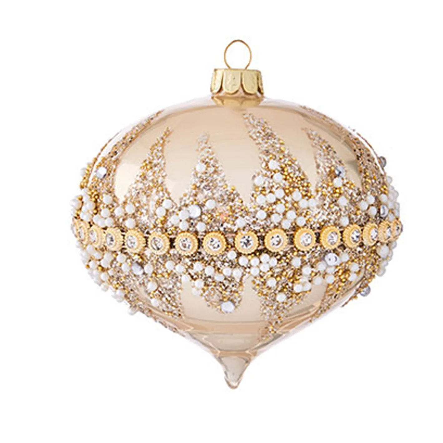 Raz Imports Raz 6" Gold Beaded Glass Christmas Ornament 4022874 Sale