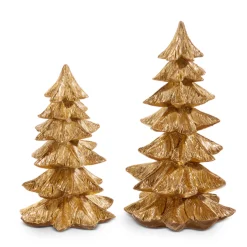 Raz Imports Raz 9" Gold Christmas Tree Figures Set of 2 4411300 Discount