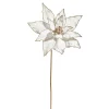 Raz Imports Raz 20" Gold Edged White Poinsettia Christmas Tree Pick F4406714 Clearance