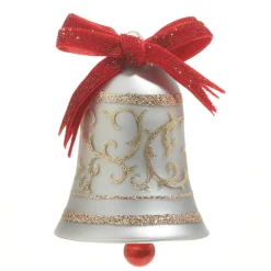 Raz Imports Raz 4" Gold Glitter Silver Bell Glass Christmas Ornament 4320918 New