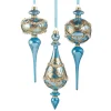 Raz Imports Raz 10" Gold Leaf Wrapped Blue Iridescent Finial Glass Christmas Ornament 4523009 Outlet