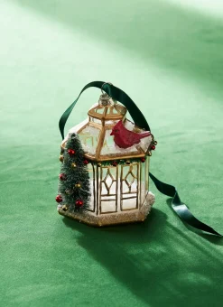 Raz Imports Raz 3.75" Gold Pagoda with Cardinal Glass Christmas Ornament 4324584