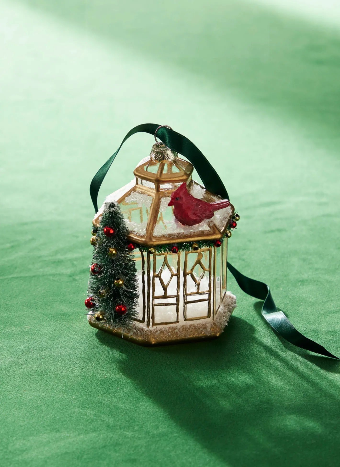 Raz Imports Raz 3.75" Gold Pagoda with Cardinal Glass Christmas Ornament 4324584