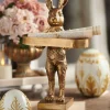 Raz Imports Raz 18.25" Gold Rabbit with Tray Easter Decoration 4511309