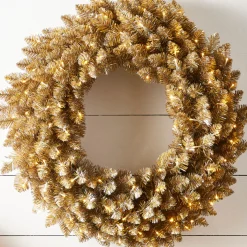 Raz Imports Raz 30" Gold Silver Tinsel LED Lighted Christmas Wreath W4509694 Clearance