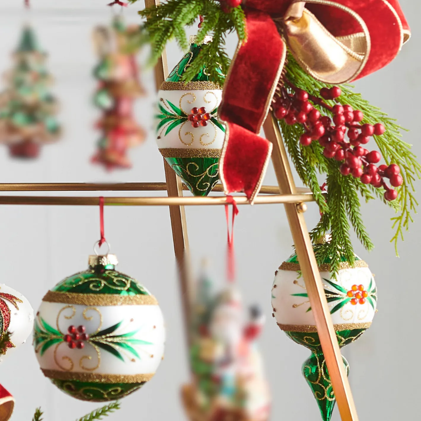 Raz Imports Raz 4" Green and White Embellished Glass Christmas Ornament 4524847 Sale