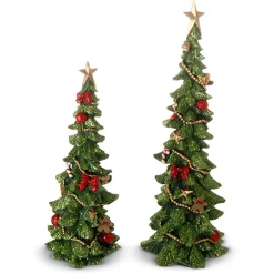 Raz Imports Raz 11.5" Green Glitter Christmas Tree Figures Set of 2 4301641