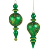 Raz Imports Raz 7.5" Green Holly Pattern Finial Glass Christmas Ornament 4524882 Outlet