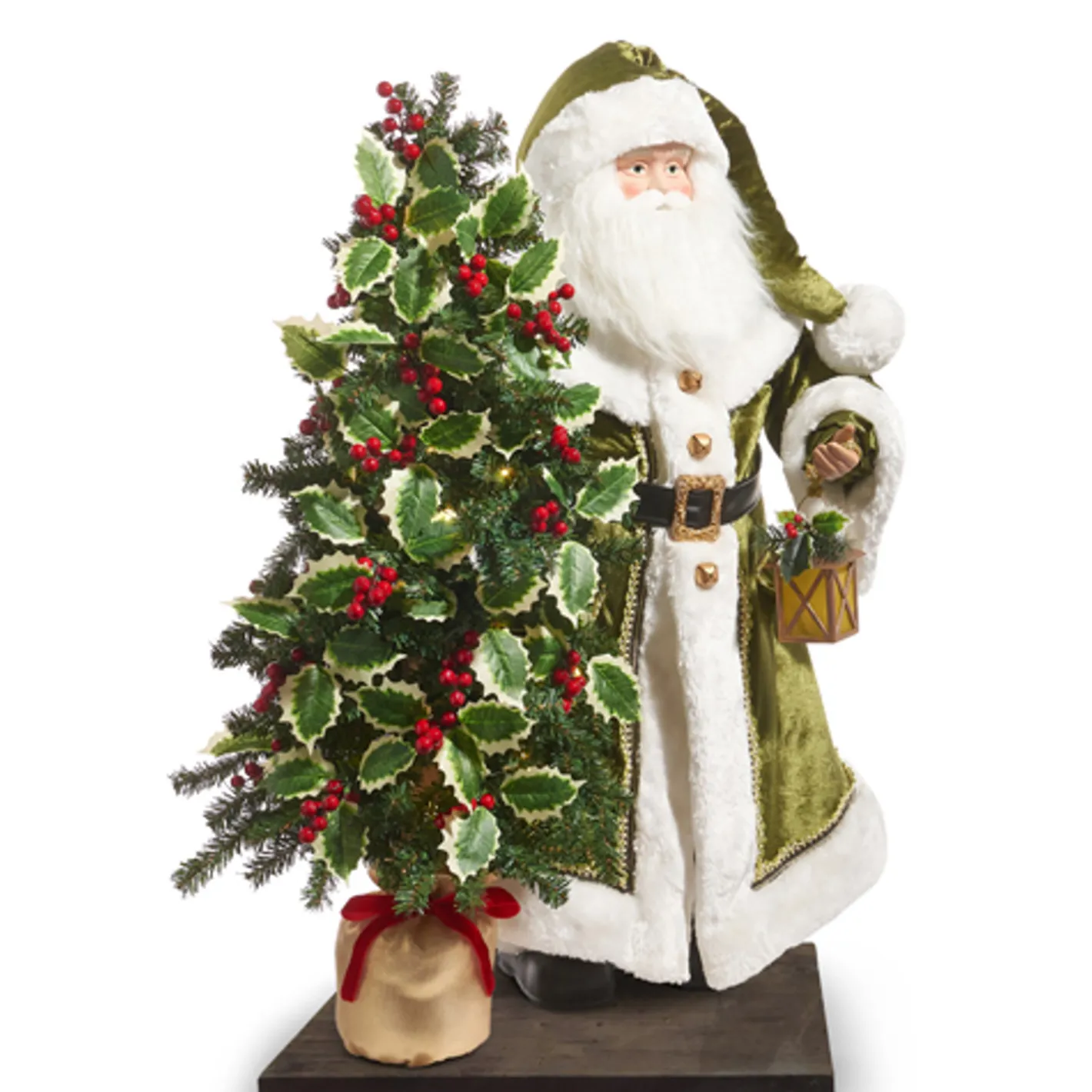 Raz Imports Raz 37" Green Santa with Lighted Tree Christmas Decoration 4415594 Hot