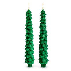 Raz Imports Raz 10.5" Green Tree Battery Operated Taper Candle with Lighted Flickering Wick Set of 2 4432921