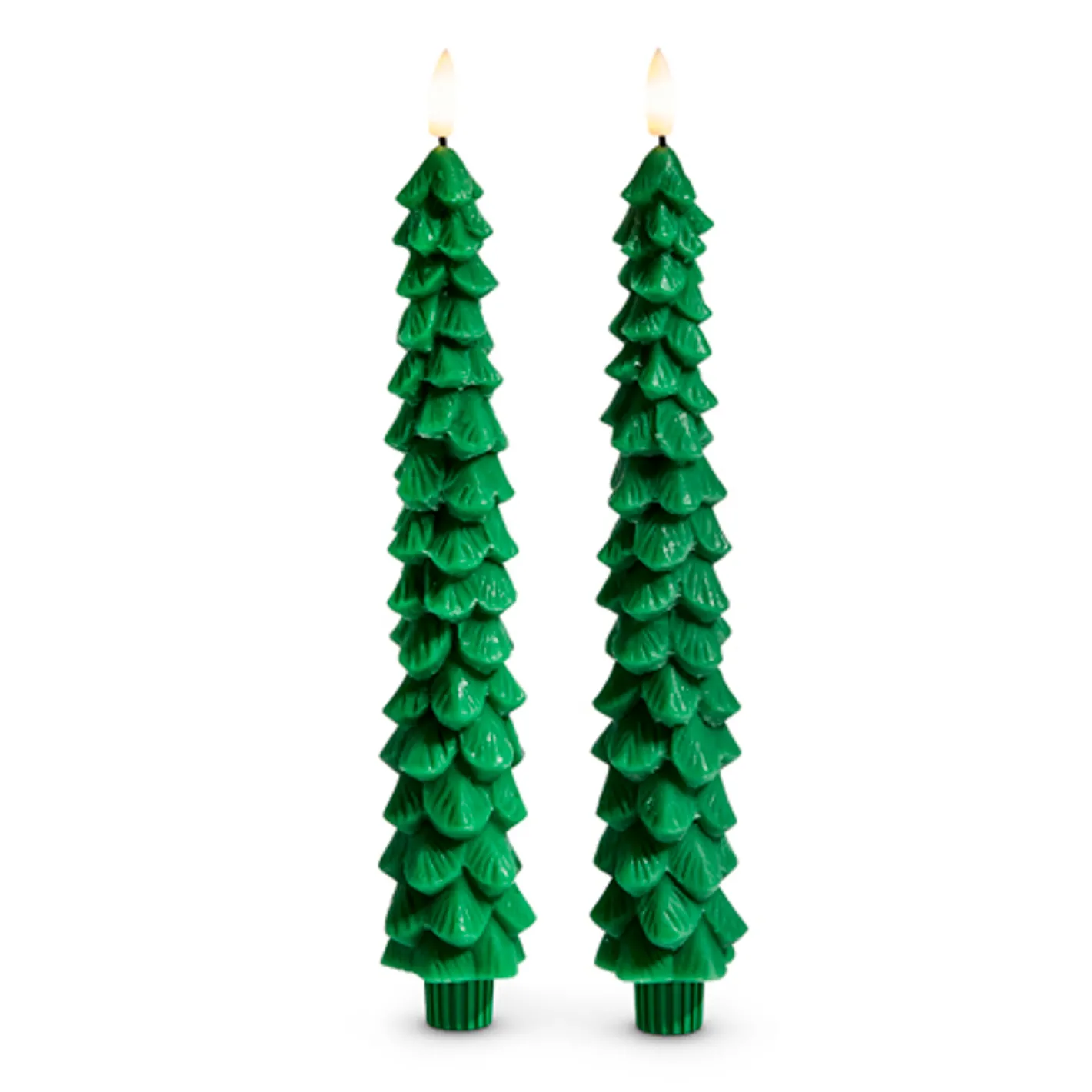 Raz Imports Raz 10.5" Green Tree Battery Operated Taper Candle with Lighted Flickering Wick Set of 2 4432921