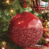 Raz Imports Raz 6" Half Glittered Red Glass Ball Christmas Ornament 4224608 Best
