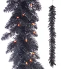 Raz Imports Raz 6' Halloween Black Tinsel Garland Pre-lit with Orange Lights G4352022 Discount
