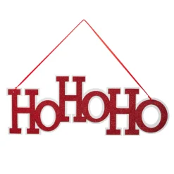 Raz Imports Raz 24" Ho Ho Ho Red Glittered Hanging Christmas Sign 4419136 New