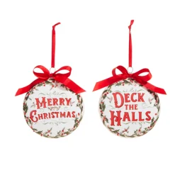 Raz Imports Raz 5" Holiday Greetings Disc Glass Christmas Ornament 4324605