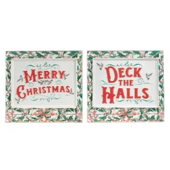 Raz Imports Raz 16.75" Holiday Greetings Embossed Wall Signs Set of 2 4312381 Discount