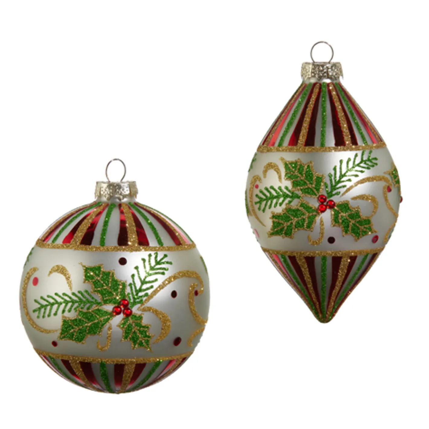 Raz Imports Raz 4" Holly Leaf Glass Christmas Ornament 4424547 Discount