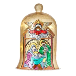 Raz Imports Raz 9" Holy Family Faux Stained Glass Lighted Cloche Christmas Decoration 4116345 Discount