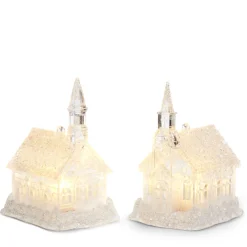 Raz Imports Raz 4" Iced Lighted Church Christmas Ornament 4412534 New