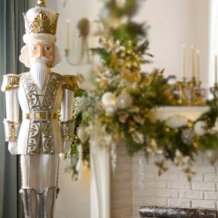 Raz Imports Raz 76" Indoor Outdoor Gold and White Nutcracker Christmas Decoration 4510517 Best