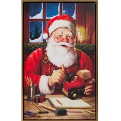 Raz Imports Raz 21.5" Jolly Delivery or Toy Making Santa Framed Picture Hot