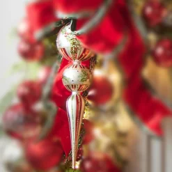 Raz Imports Raz 15" Large Holly Leaf Glass Finial Christmas Ornament 4424545 Outlet