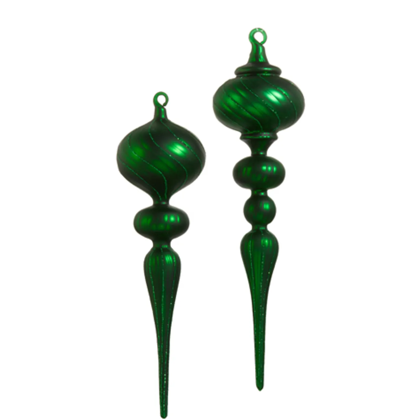 Raz Imports Raz 13" Large Matte Green Glass Finial Christmas Ornament Set of 2 4424682 Discount