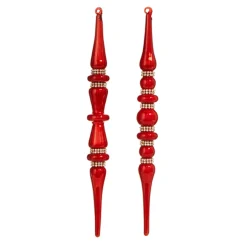 Raz Imports Raz 12" Large Red Jeweled Glass Finial Christmas Ornament 4324533