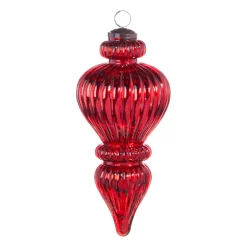 Raz Imports Raz 10" Large Red Ribbed Finial Glass Christmas Ornament 4300722 Outlet
