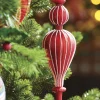 Raz Imports Raz 11.5" Large Red Ribbed Finial Glass Christmas Ornament 4222920