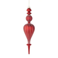 Raz Imports Raz 11.5" Large Red Ribbed Finial Glass Christmas Ornament 4222920