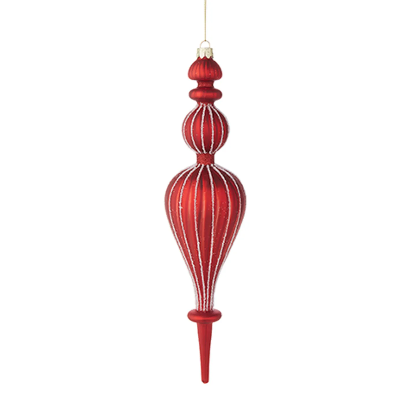 Raz Imports Raz 11.5" Large Red Ribbed Finial Glass Christmas Ornament 4222920