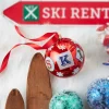 Raz Imports Raz 5" Large SKI Glass Ball Christmas Ornament 4324516 Clearance