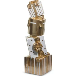 Raz Imports Raz 38" Large White and Gold Stacked Presents Figure 4511639 New