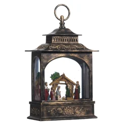 Raz Imports Raz 11" LED Lighted Nativity Scene In Bronze Christmas Water Globe Lantern 3740512 Discount