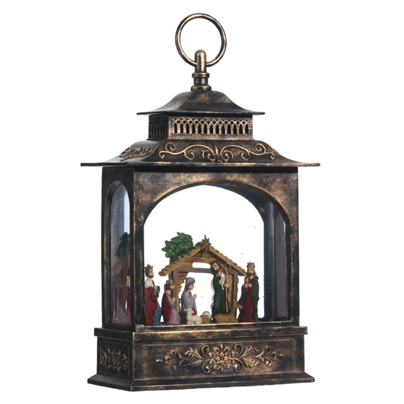 Raz Imports Raz 11" LED Lighted Nativity Scene In Bronze Christmas Water Globe Lantern 3740512 Discount