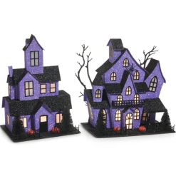 Raz Imports Raz 12.75" Lighted Battery Operated Purple Haunted House Halloween Decoration 4519109 Hot