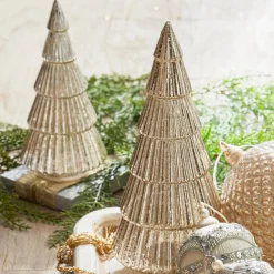 Raz Imports Raz 11.5" Lighted Champagne Ribbed Glass Trees Christmas Decoration 4324551 Best